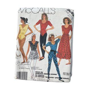 80s McCalls 3022 Misses Sewing Pattern Size Medium Leotard Skirt Pant Sash UNCUT